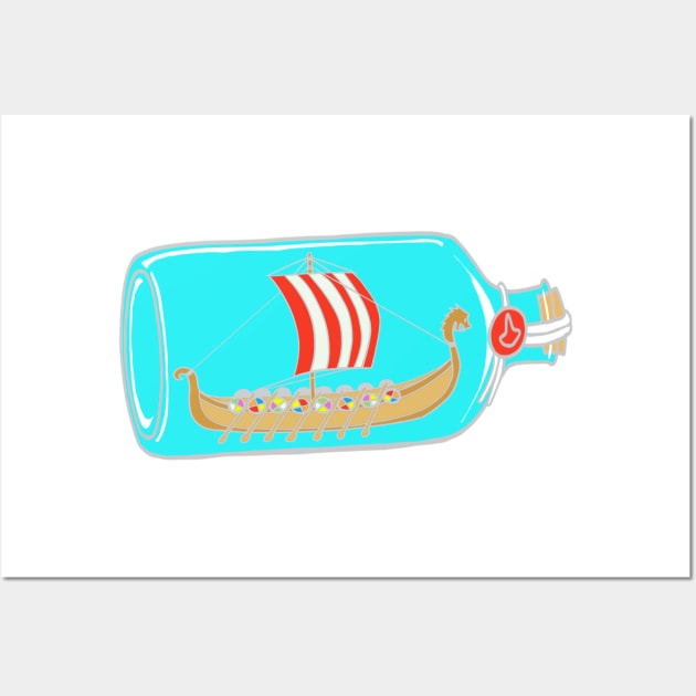 Viking Ship In a Bottle Wall Art by Nerdpins